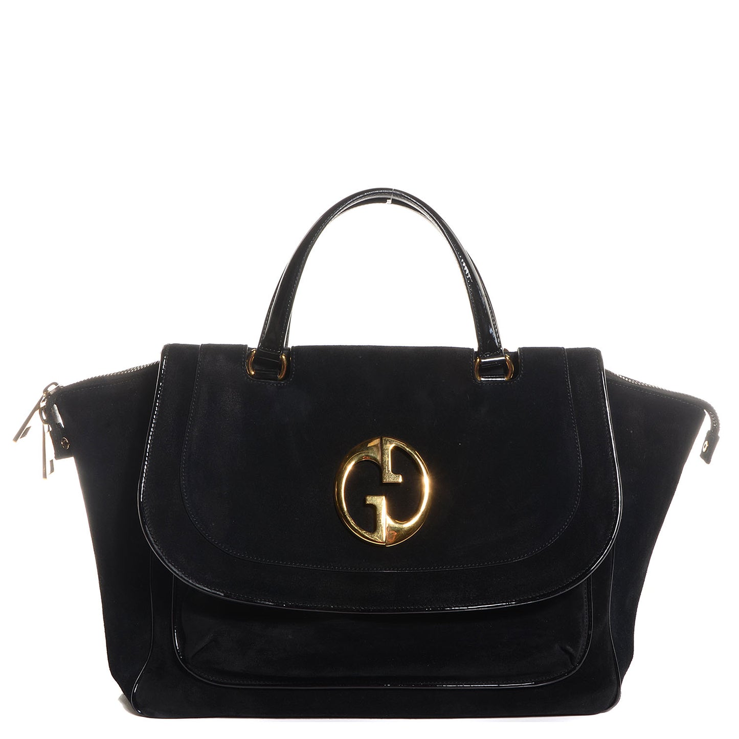 Suede Medium 1973 Top Handle Satchel Black