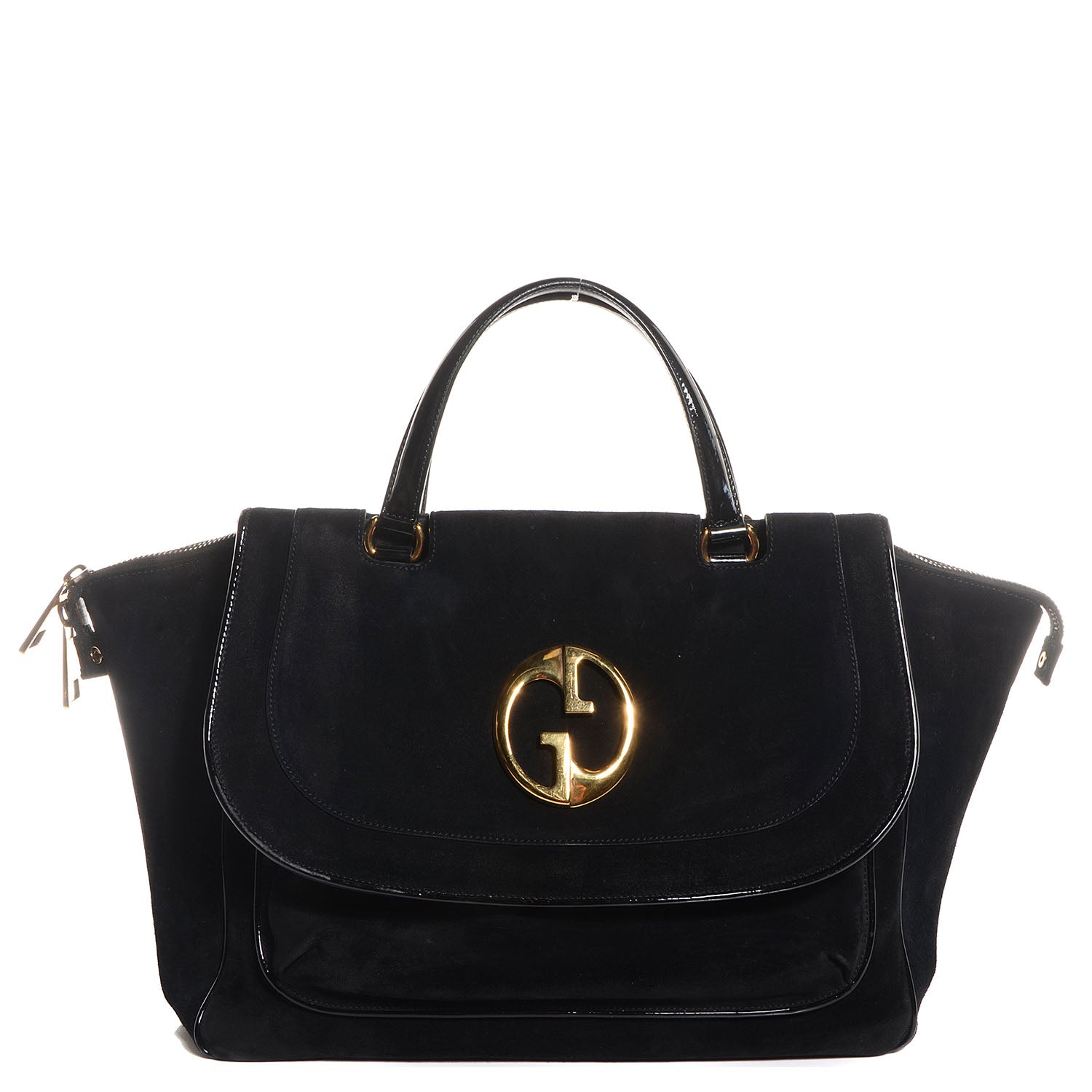 Gucci Suede Medium 1973 Top Handle Satchel Black 1 of 7