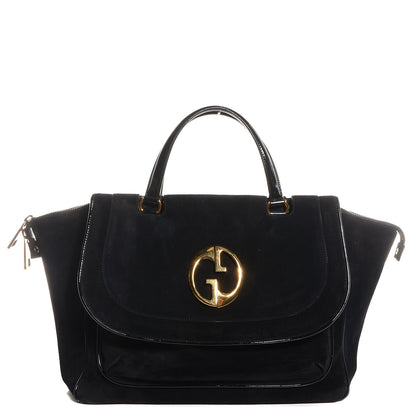 Gucci Suede Medium 1973 Top Handle Satchel Black 1 of 7