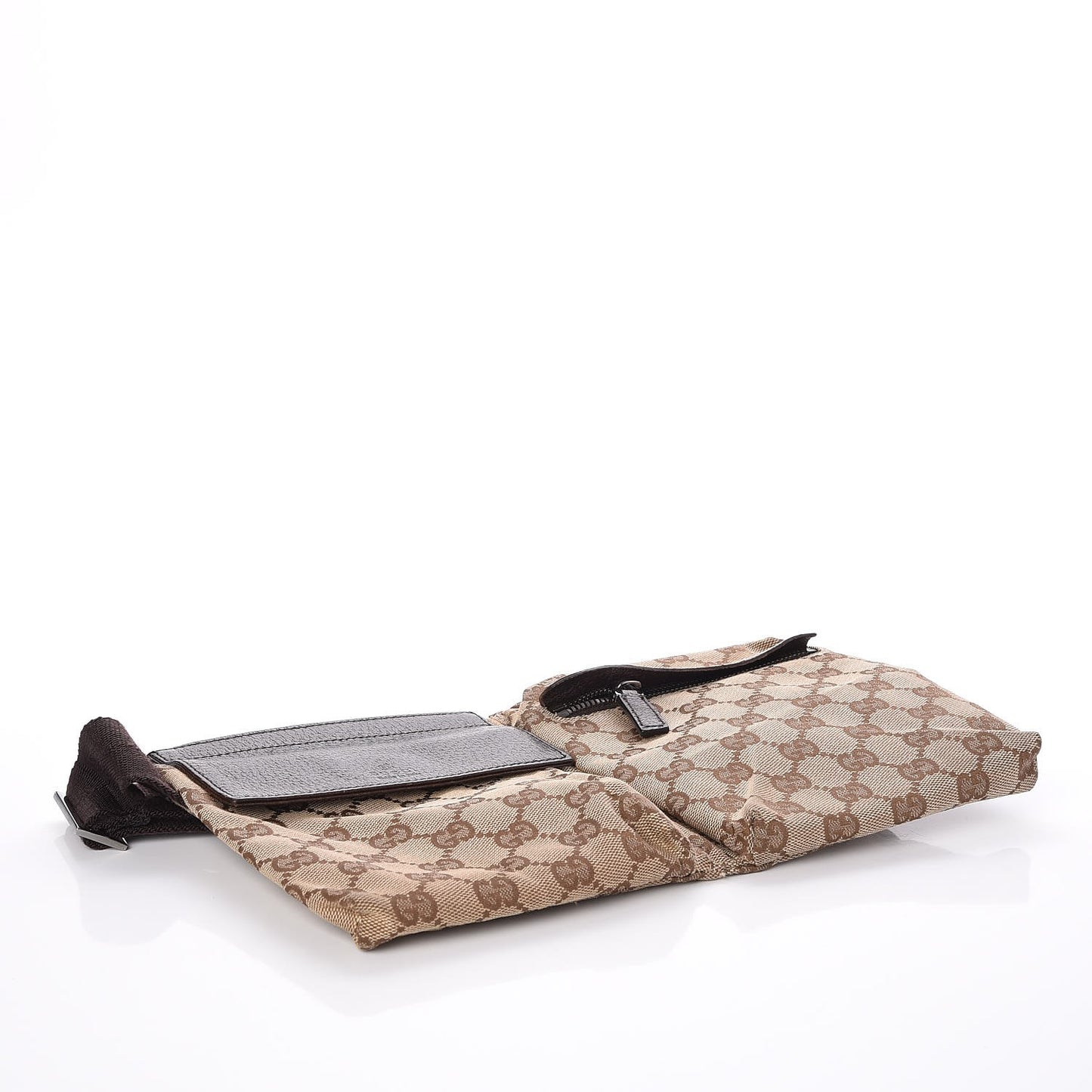 GG Monogram Double Pocket Belt Bag Dark Brown