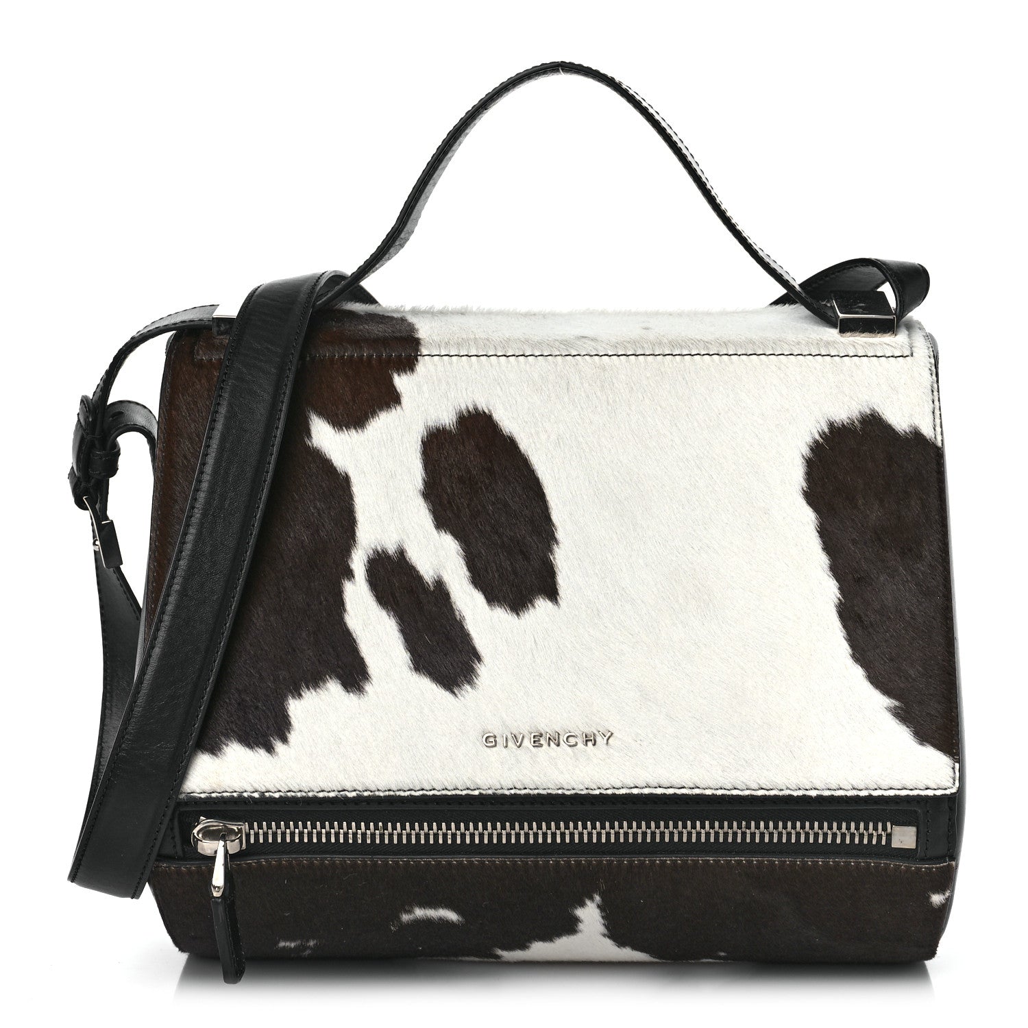 Givenchy Cow Hair Medium Pandora Box Crossbody Bag Brown White 1 of 9