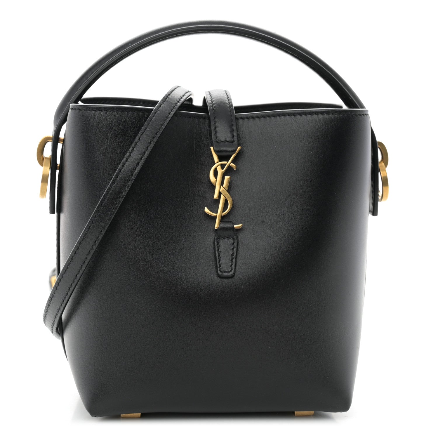 Saint Laurent Shiny Calfskin Le 37 Mini Bucket Bag Black 1 of 9