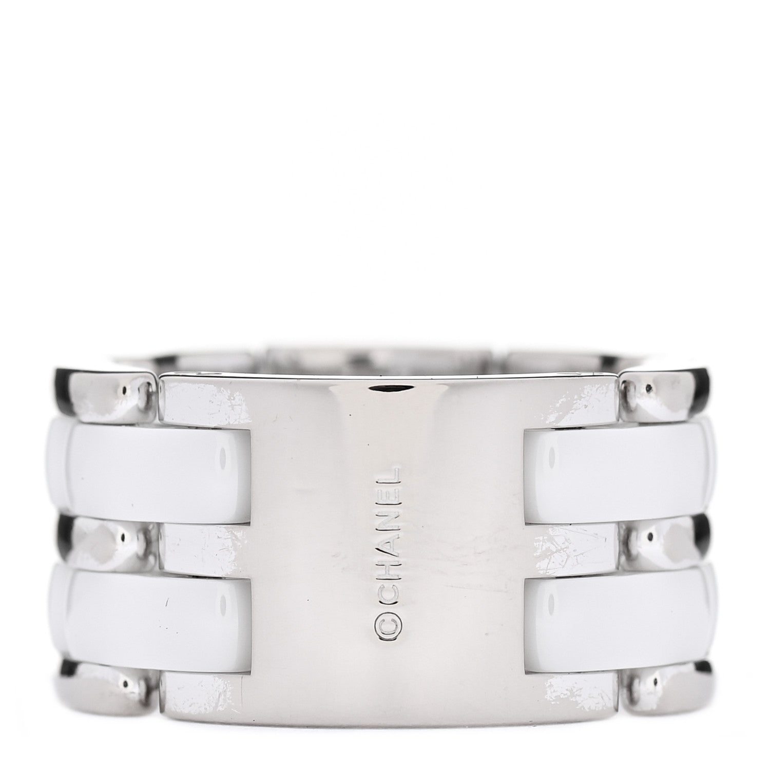 Chanel 18K White Gold Ceramic Large Ultra Ring White 57 8 3 of 7