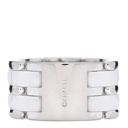 Chanel 18K White Gold Ceramic Large Ultra Ring White 57 8 3 of 7