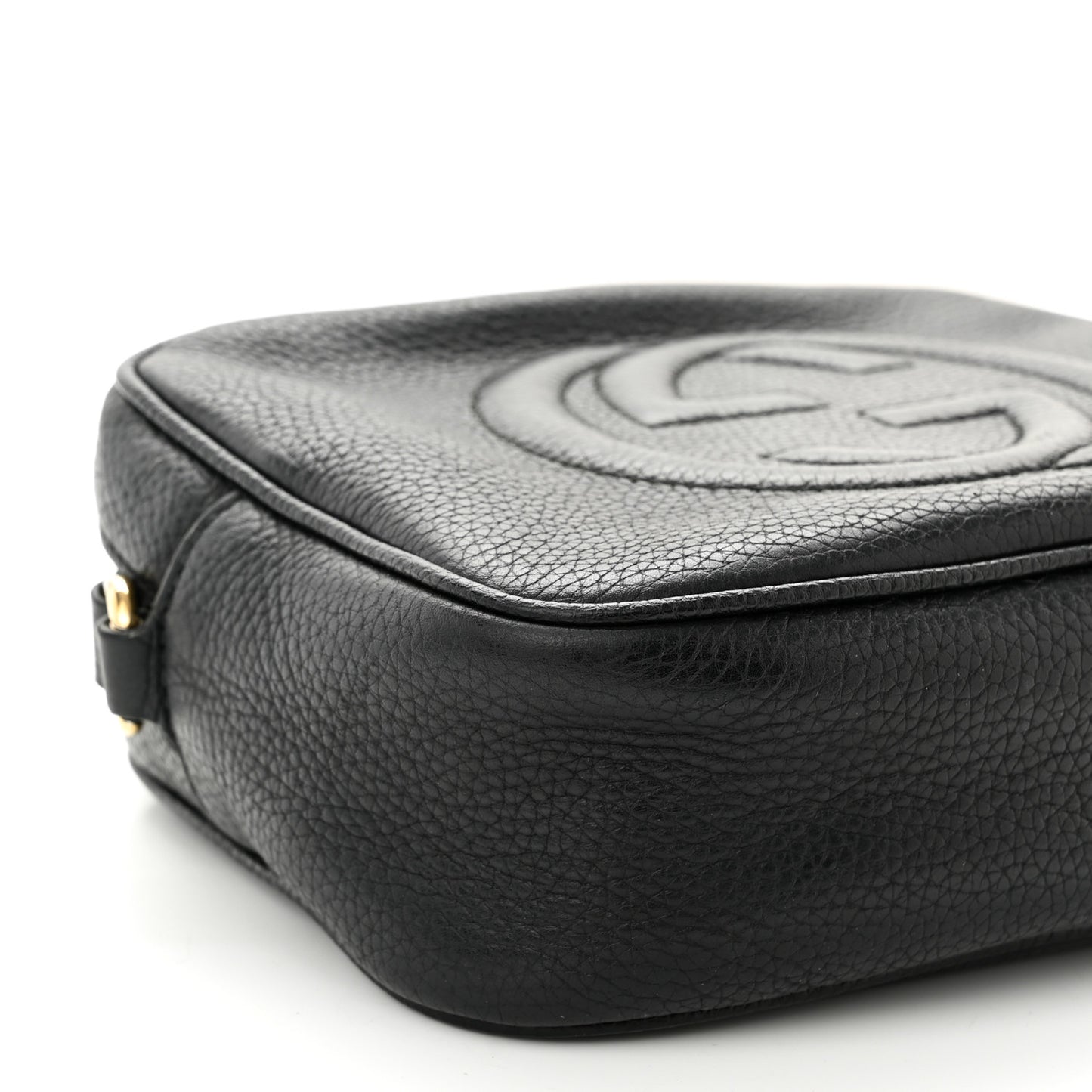 Pebbled Calfskin Small Soho Disco Bag Black