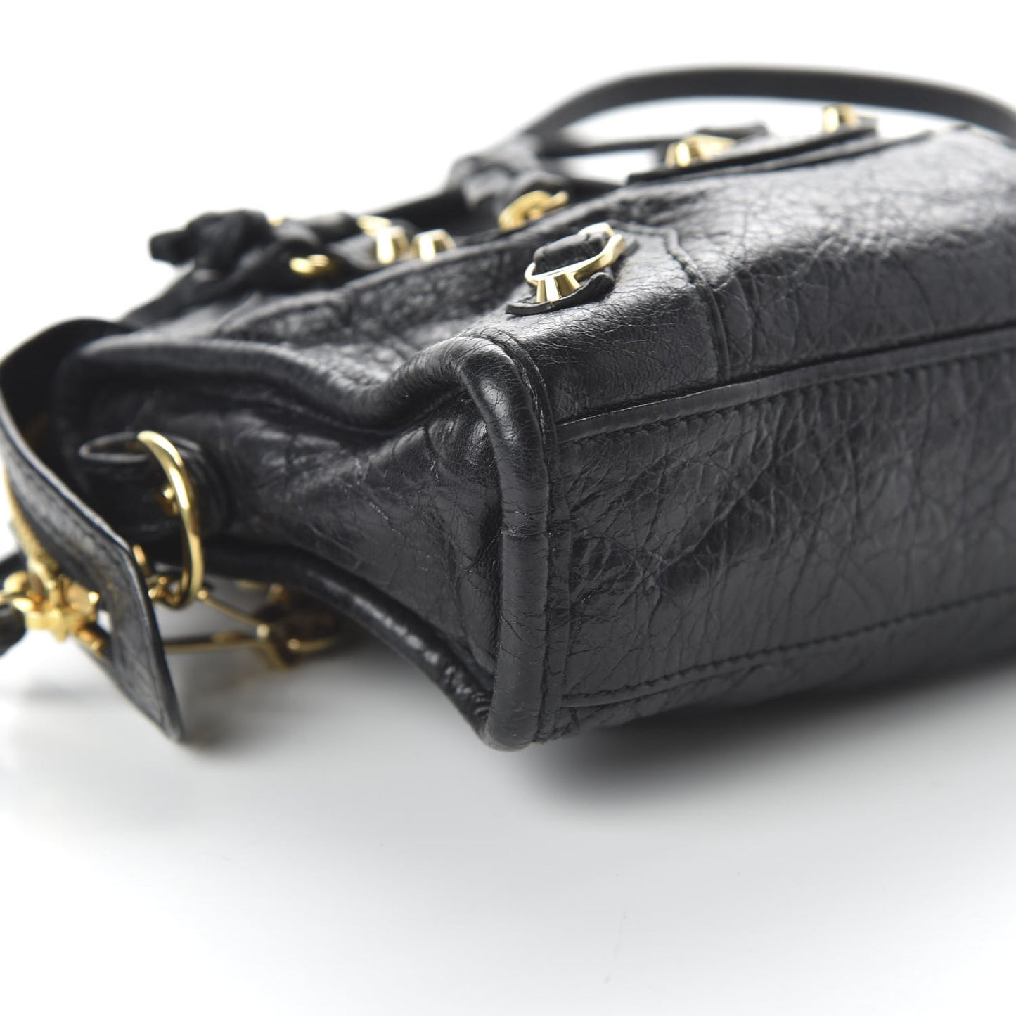 Agneau Classic Gold Hardware Nano City Black