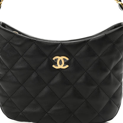 Chanel Lambskin Quilted CC Links Hobo Black 8 of 11