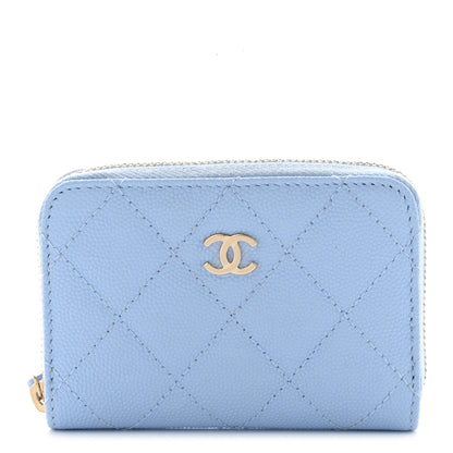 Chanel Caviar Quilted Zip Coin Purse Light Blue 1 of 7