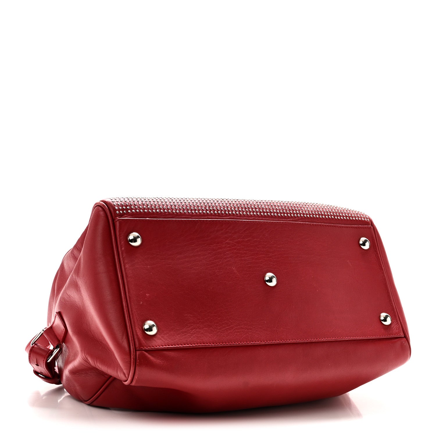Saint Laurent Calfskin Studded Classic Duffle 6 Red 4 of 10