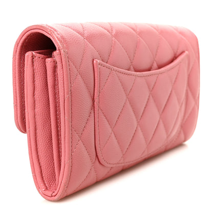 Chanel Caviar Quilted Large Gusset Flap Wallet Pink 3 of 10
