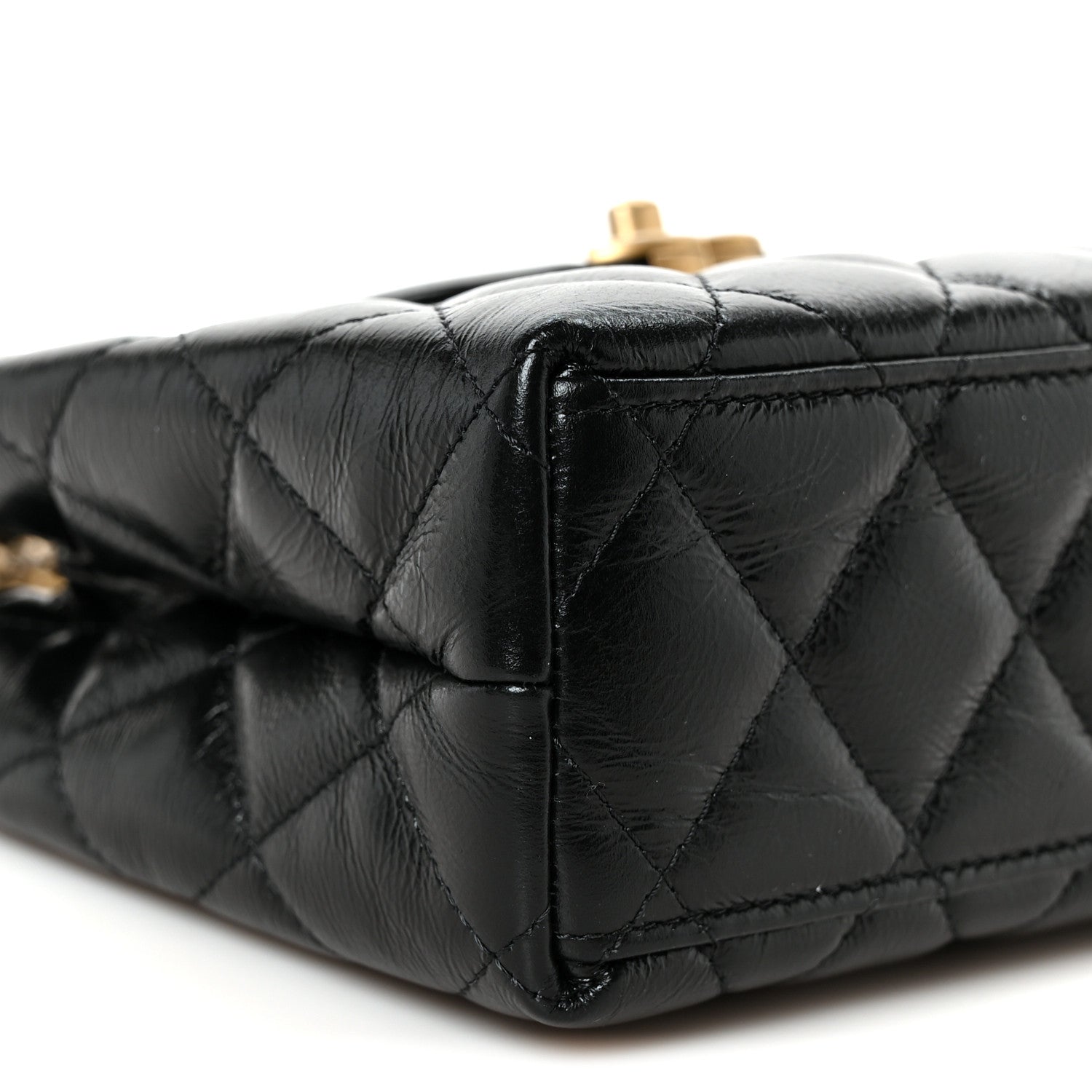 Chanel Shiny Aged Calfskin Quilted Nano Kelly Shopper Black 8 of 9