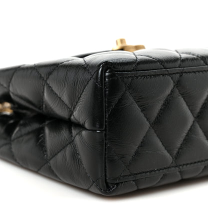 Chanel Shiny Aged Calfskin Quilted Nano Kelly Shopper Black 8 of 9