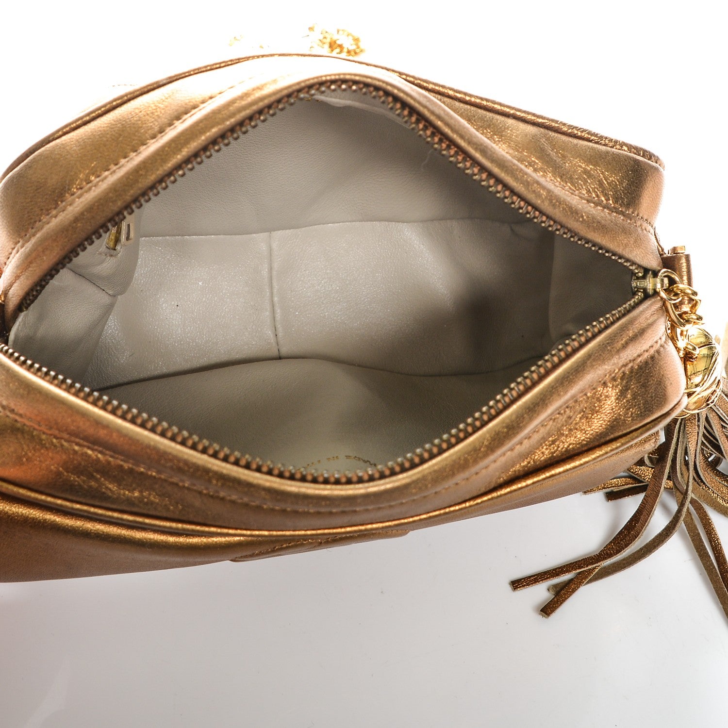 Chanel Metallic Lambskin Quilted Tassel Camera Case Bronze 5 of 8