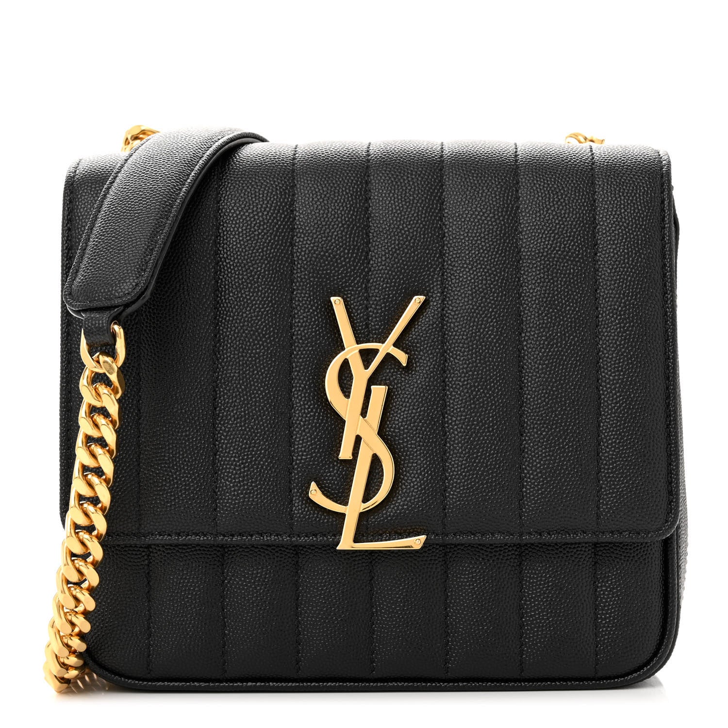 Saint Laurent Grain De Poudre Matelasse Monogram Medium Vicky Chain Bag Black 1 of 11