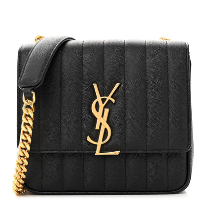 Saint Laurent Grain De Poudre Matelasse Monogram Medium Vicky Chain Bag Black 1 of 11
