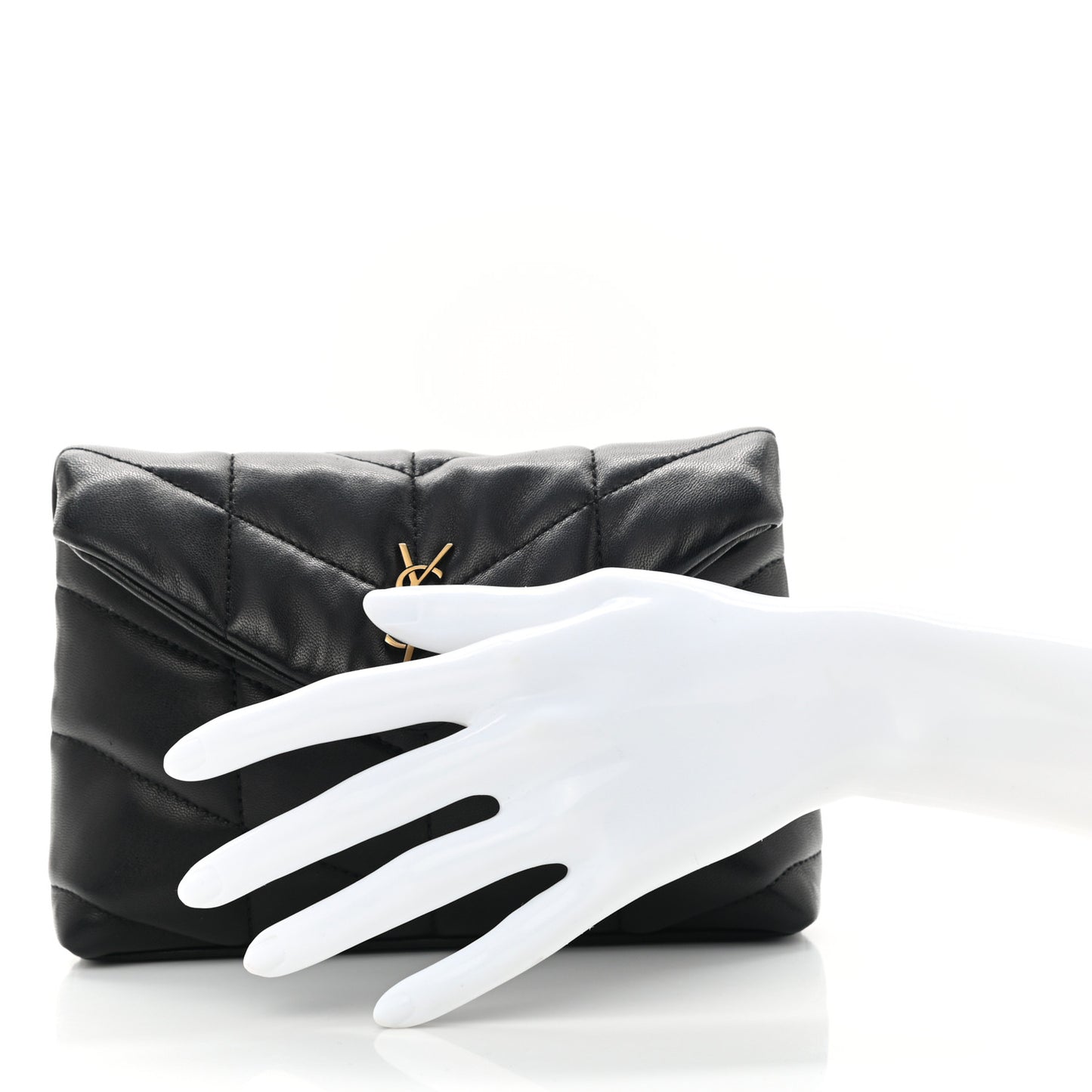 Lambskin Monogram Loulou Puffer Pouch Clutch Black