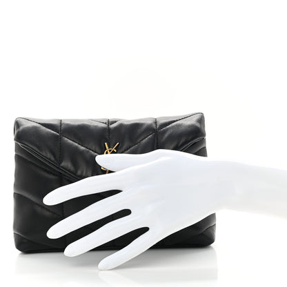 Saint Laurent Lambskin Monogram Loulou Puffer Pouch Clutch Black 3 of 8