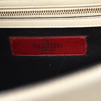 Valentino Garavani Vitello Medium Glam Lock Rockstud Flap Black Light Ivory 6 of 8