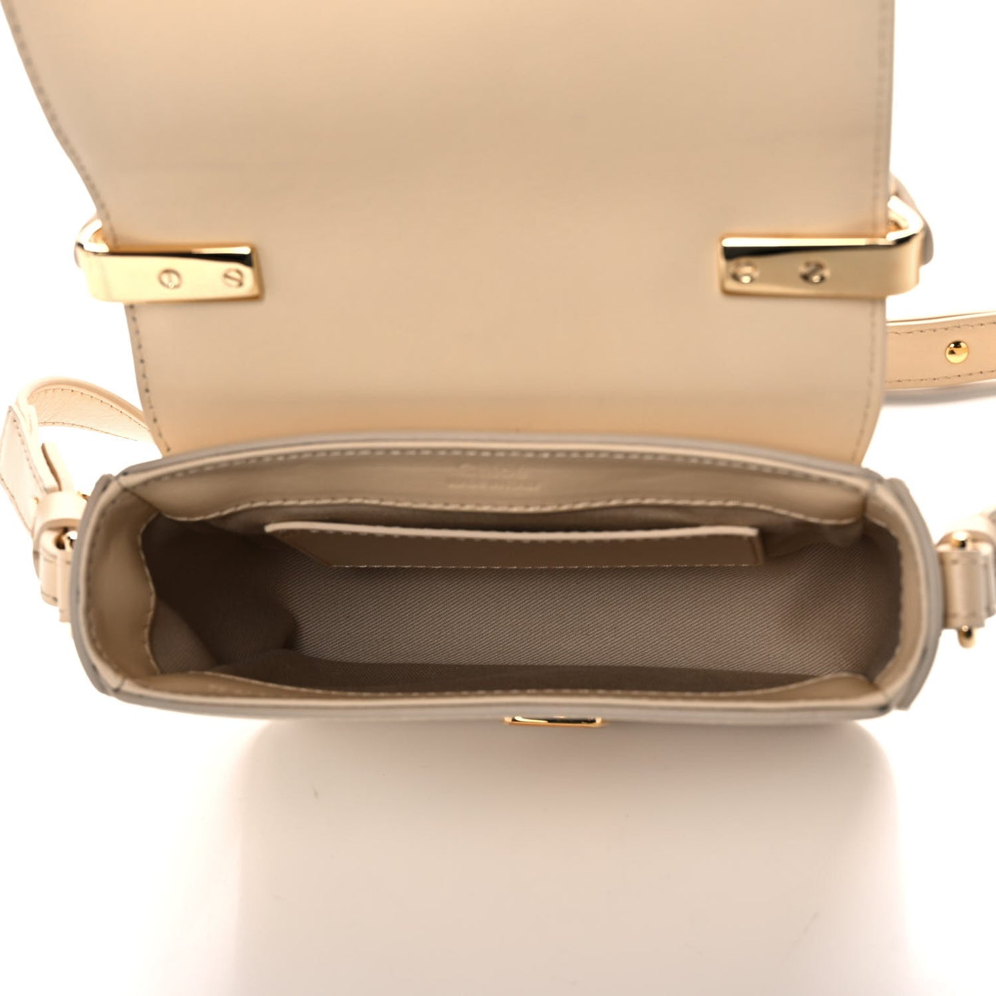 Shiny Calfskin Suede Mini C Double Carry Blondie Beige