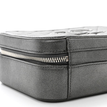 Chanel Metallic Caviar Quilted Medium CC Filigree Vanity Case Dark Silver 9 of 11