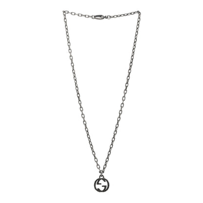 Gucci Sterling Silver Small Textured Interlocking G Pendant Necklace 3 of 5