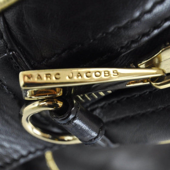 Leather Venetia Tote Black Gold