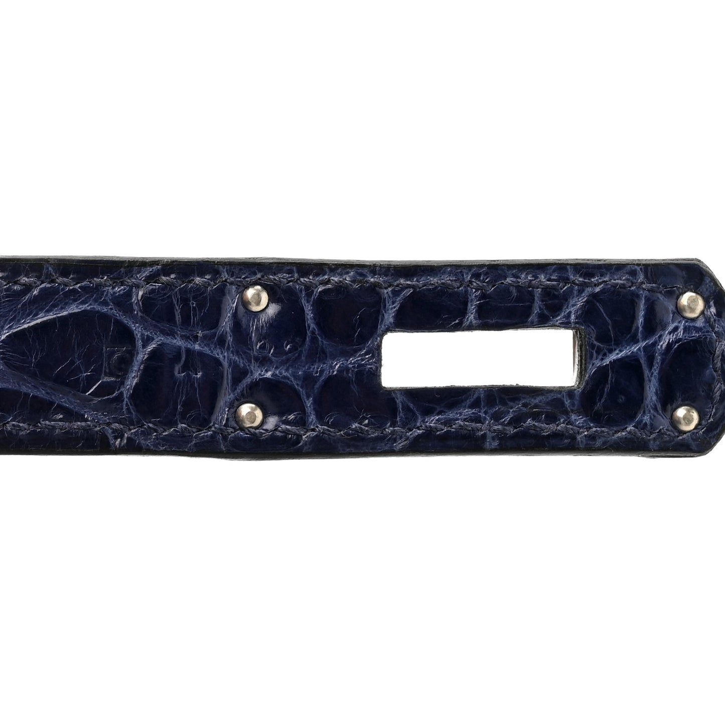 Shiny Porosus Crocodile Horseshoe Birkin 35 Bleu Electrique Black