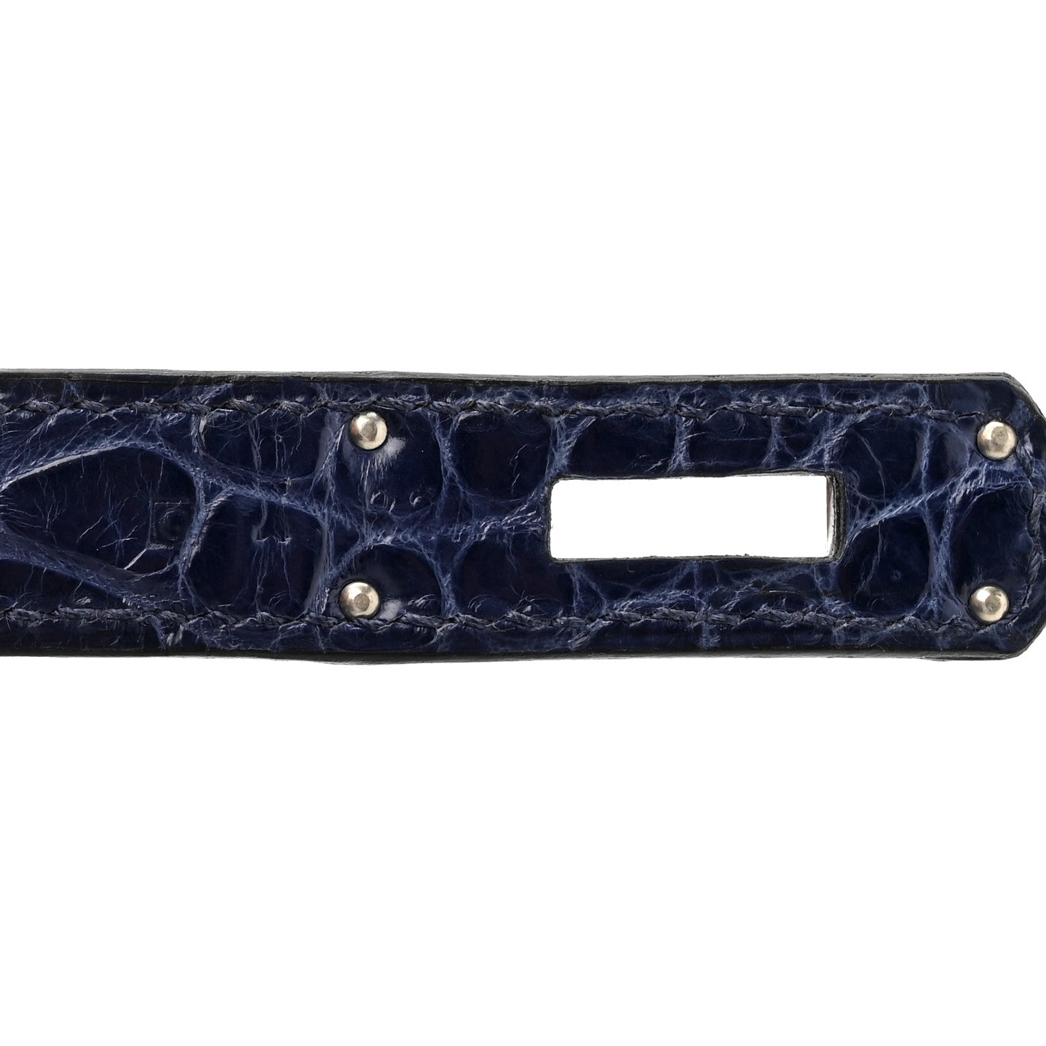 Hermes Shiny Porosus Crocodile Horseshoe Birkin 35 Bleu Electrique Black 7 of 14