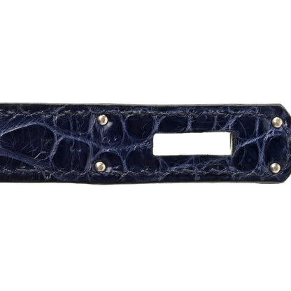 Hermes Shiny Porosus Crocodile Horseshoe Birkin 35 Bleu Electrique Black 7 of 14