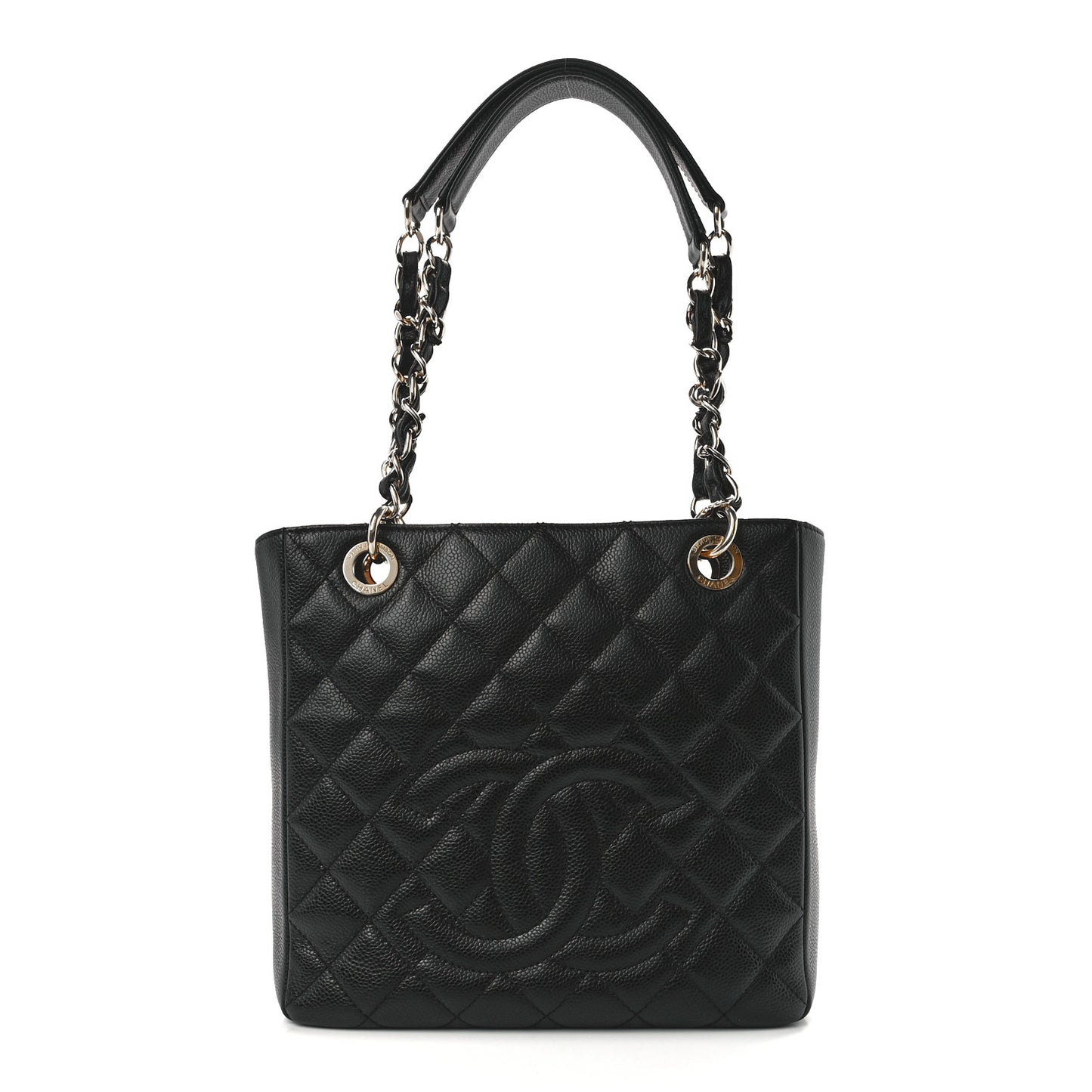 Caviar Quilted Petit Shopping Tote PST Black