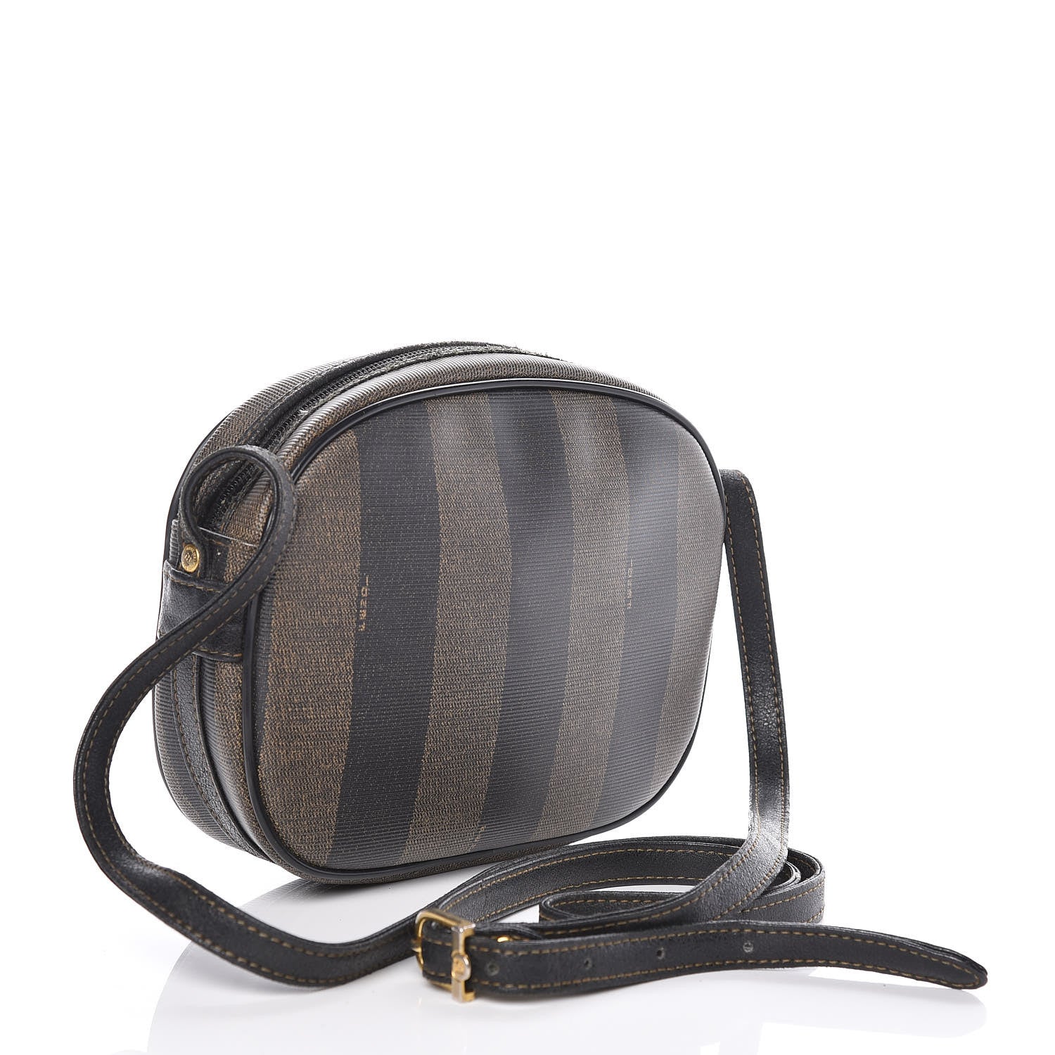 Fendi Calfskin Coated Canvas Pequin Crossbody Bag Tobacco 3 of 13