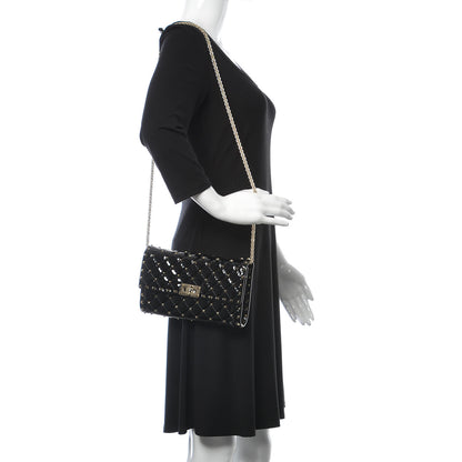 Valentino Garavani Patent Rockstud Spike Wallet on Chain Black 2 of 9