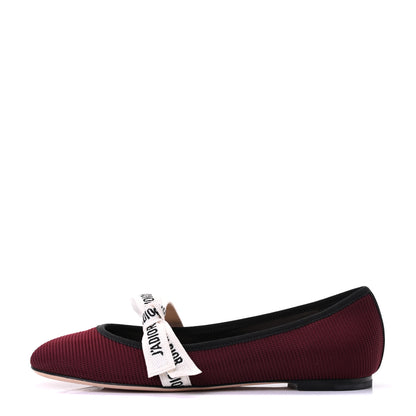 Christian Dior Fabric Ribbon Embroidered J'Adior Ballet Flats 38 Rouge Black 1 of 10