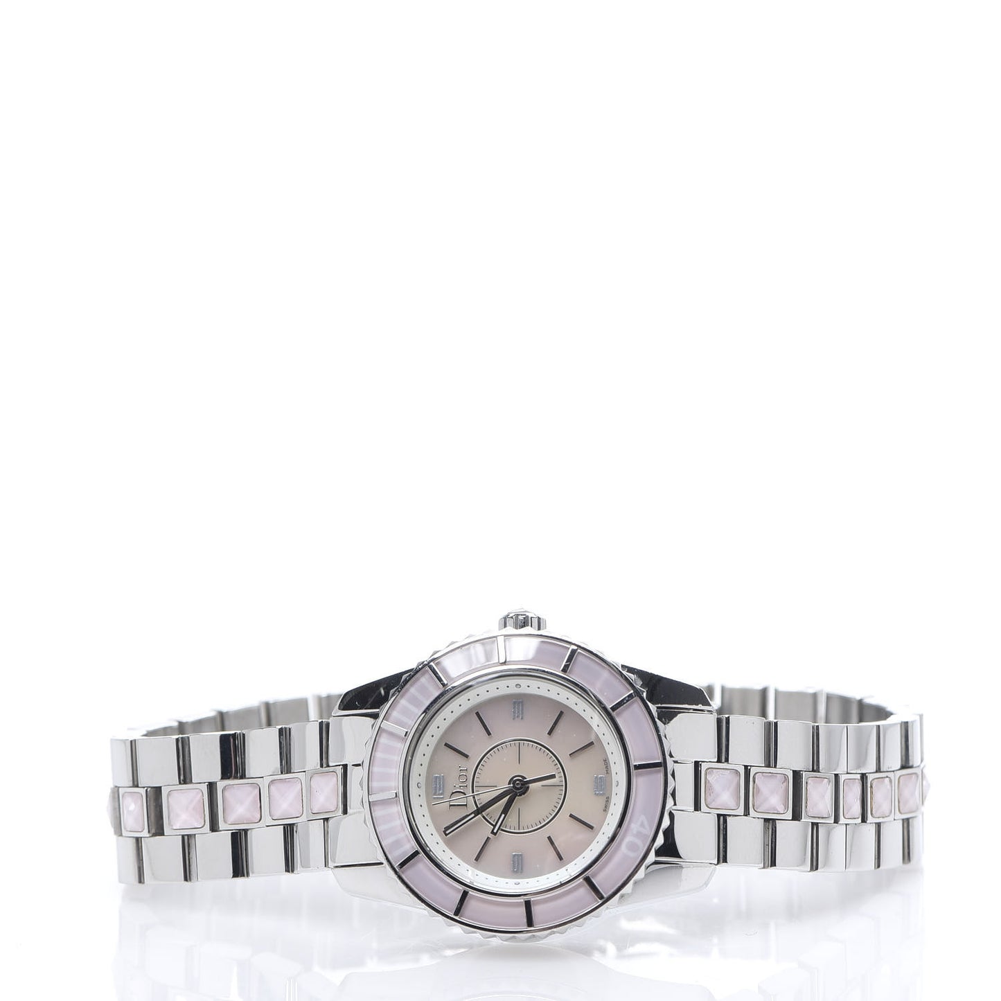 Stainless Steel Sapphire Pink Mother of Pearl 29mm Christal Quartz Watch