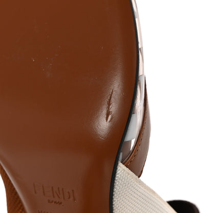 Fendi PVC Vitello FF Colibri 85mm Slingback Pumps 36 Transparent White Cuoio Avana 9 of 11