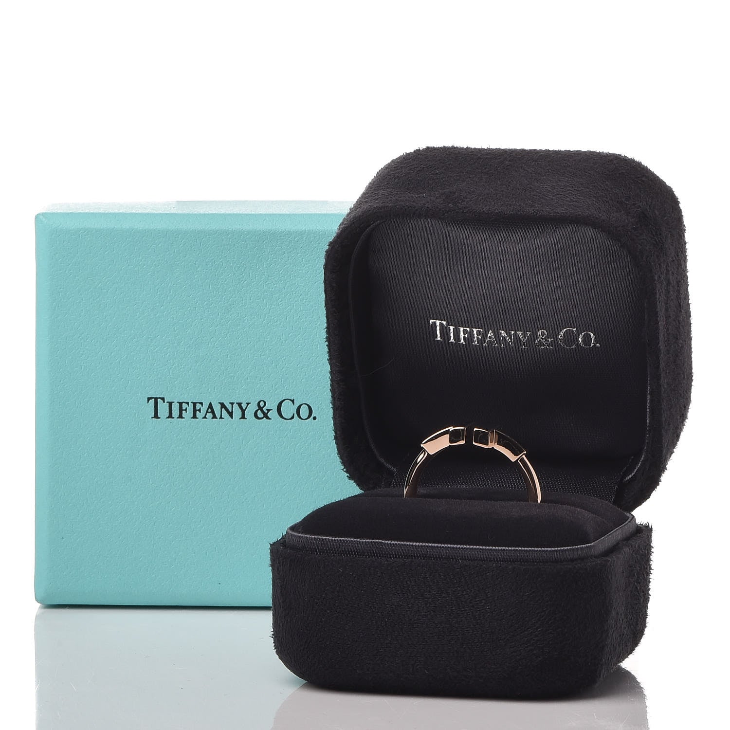 Tiffany 18K Rose Gold Black Onyx T Wire Ring 52 6 6 of 6