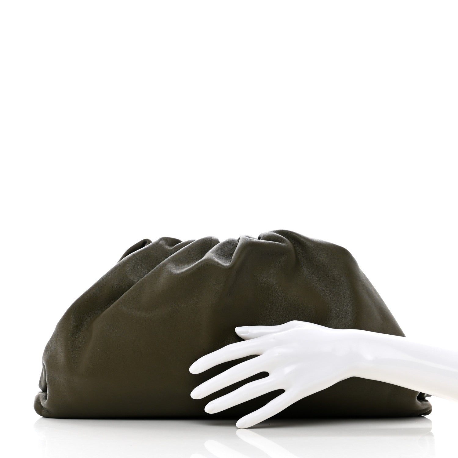 Bottega Veneta Smooth Butter Calf The Pouch Oversized Clutch Kaki Fondent 2 of 9