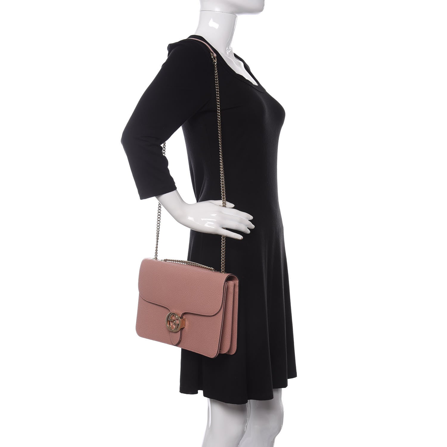 Gucci Dollar Calfskin Interlocking G Shoulder Bag Soft Pink 2 of 10