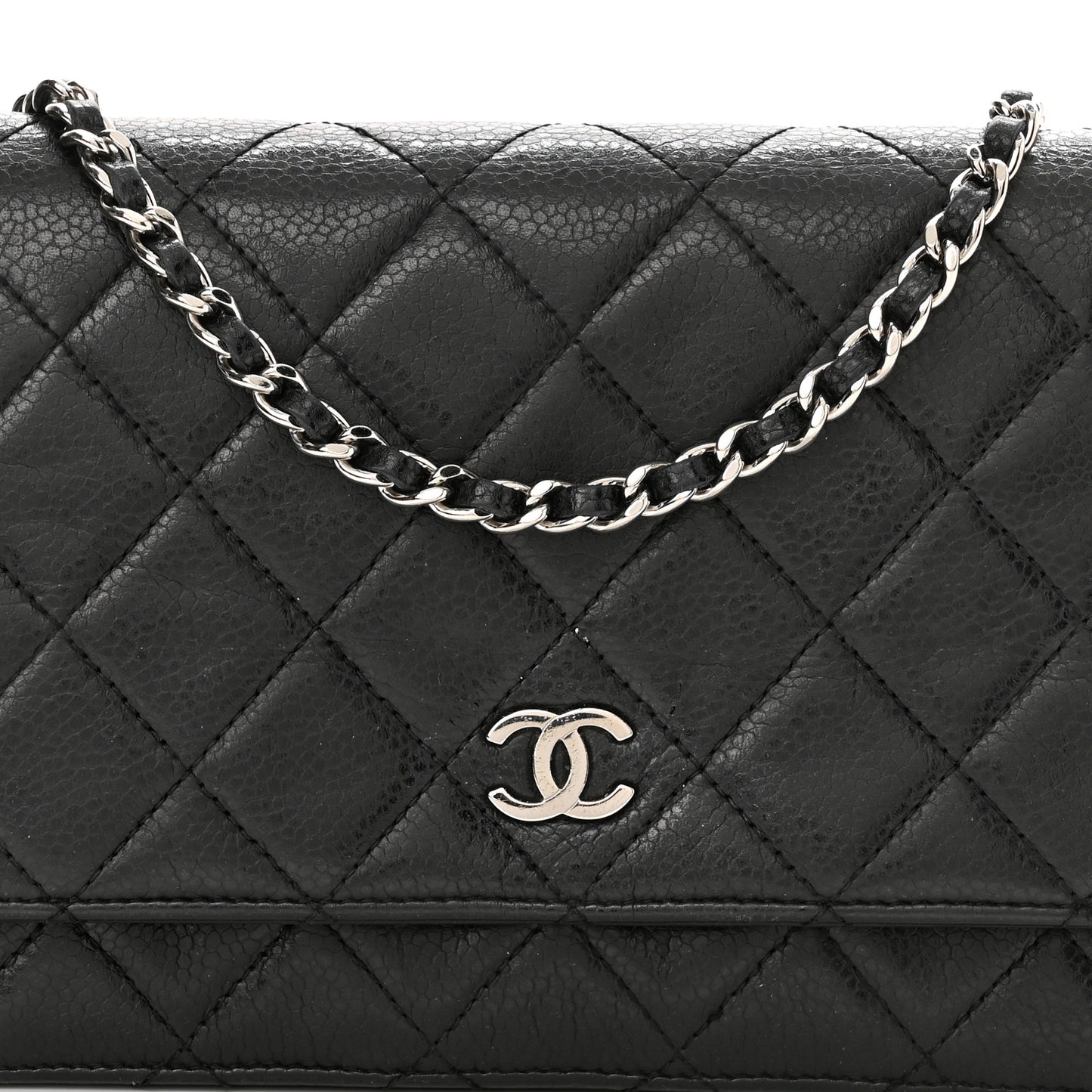 Caviar Quilted Wallet On Chain WOC Black
