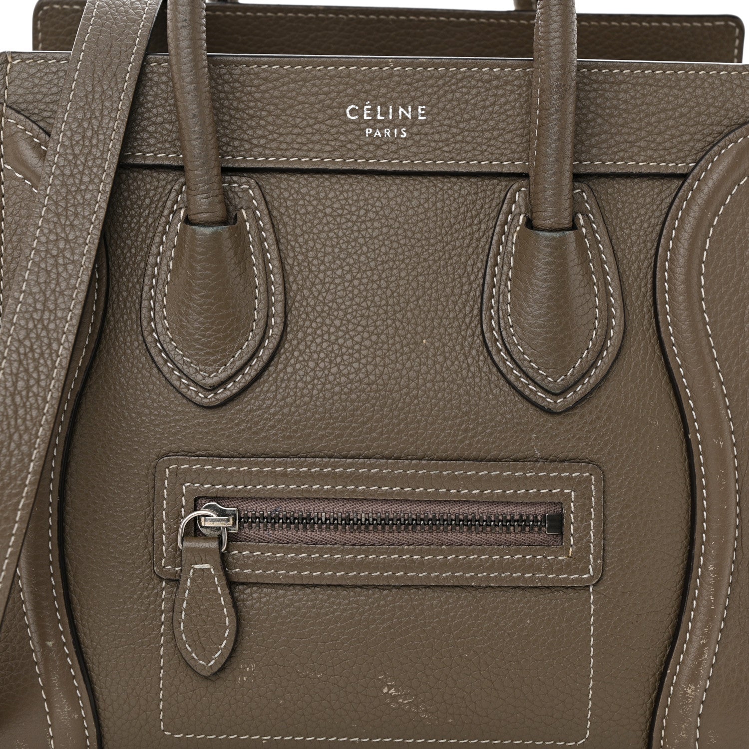 Celine Drummed Calfskin Nano Luggage Souris 9 of 20