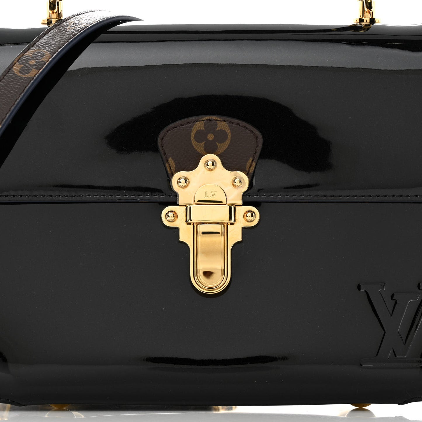 Patent Calfskin Monogram Cherrywood PM Black
