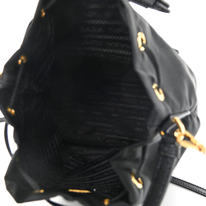 Prada Saffiano Tessuto Nylon Mini Bucket Crossbody Bag Black 5 of 9