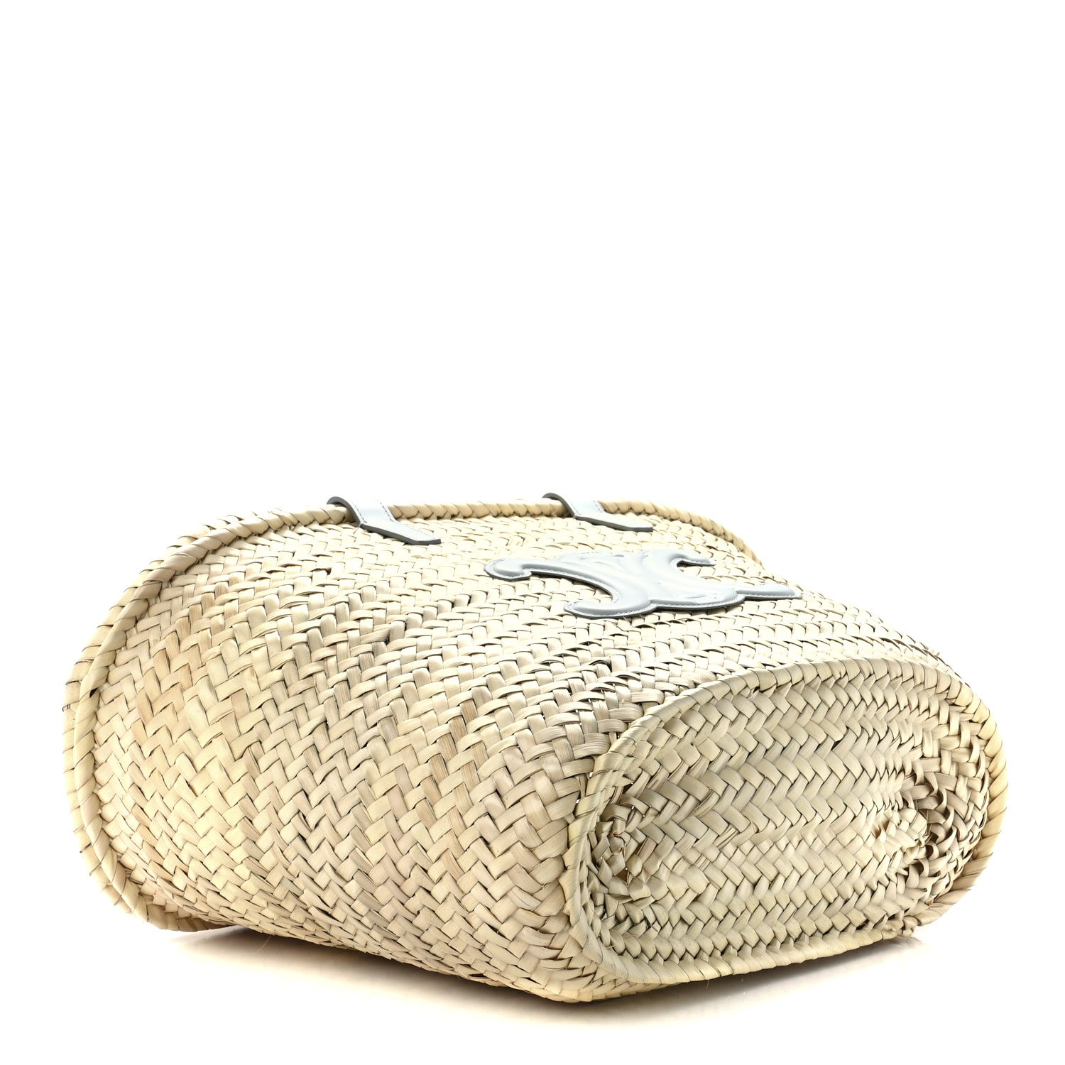Celine Raffia Calfskin Triomphe Medium Panier Soft Blue 4 of 10