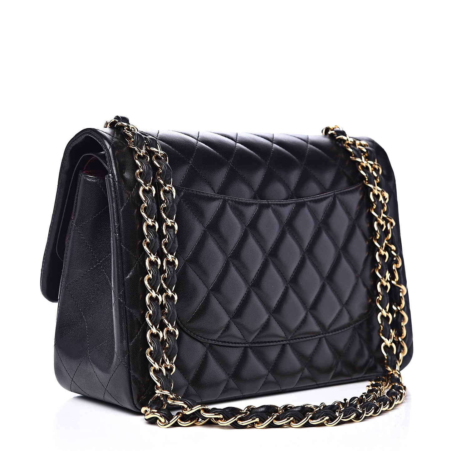 Lambskin Quilted Jumbo Double Flap Black