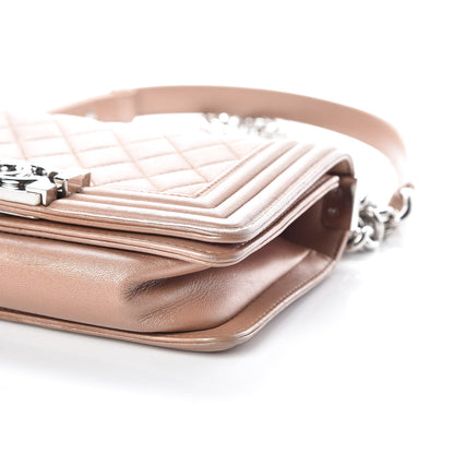 Chanel Metallic Calfskin Quilted Small Boy Flap Light Brown 6 of 12