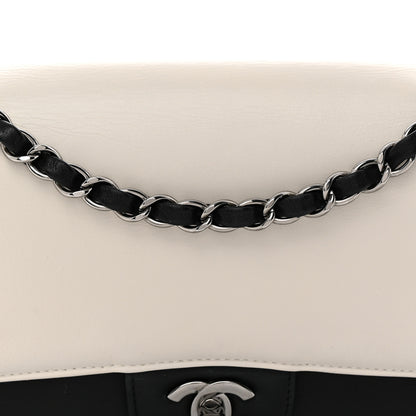 Chanel Calfskin Duo Medium Double Flap  White Black 8 of 13