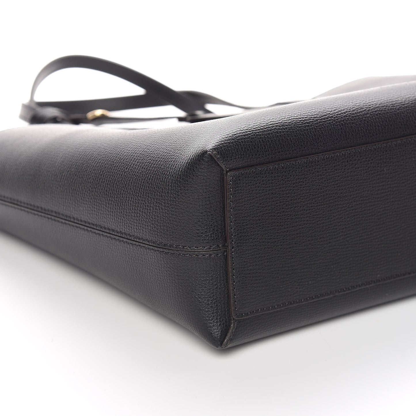 Grainy Calfskin Haymarket Check Small Reversible Tote Black