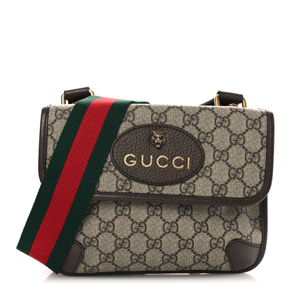 Gucci GG Supreme Monogram Web Small Neo Vintage Double Flap Messenger Bag Beige New Acero 1 of 11