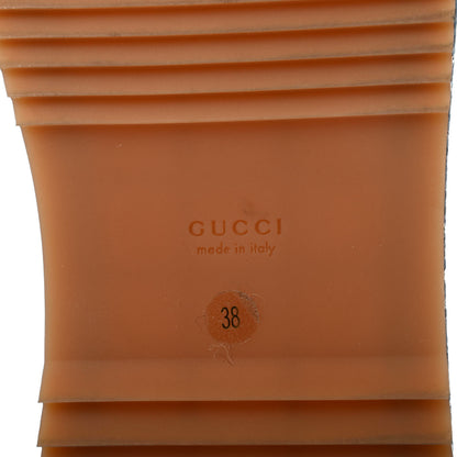 Gucci Canvas Lame GG Monogram Angelina Platform 55mm Slide Sandals 38 Blue Silver 6 of 10