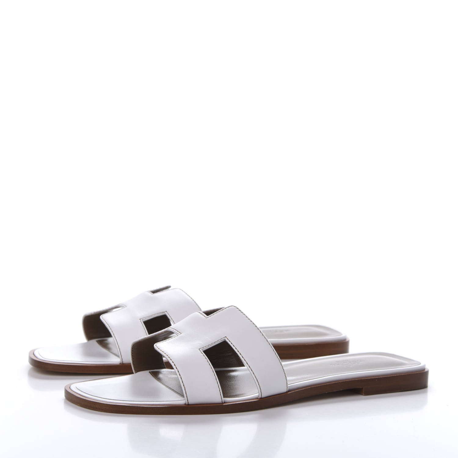 Hermes Box Calfskin Oran Sandals 41 White 3 of 8